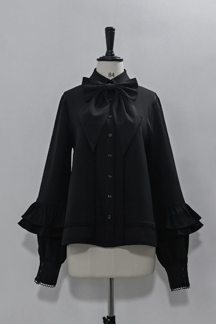 Black Long Sleeves Vintage Elegant Prince Ouji Fashion Lolita Blouse
