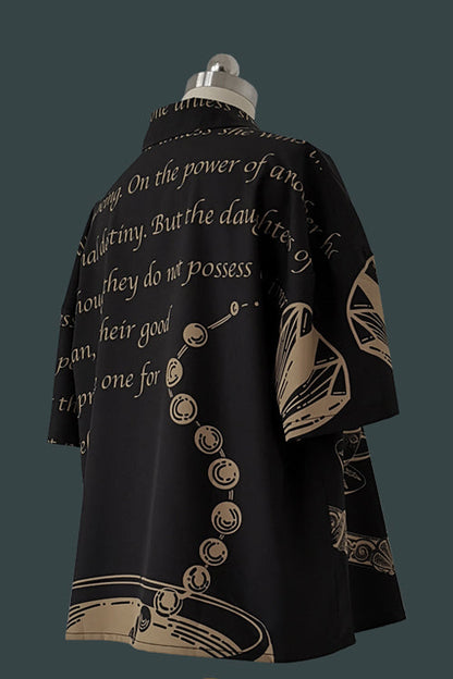 Black Handsome Little Prince Print Loose Short Sleeves Ouji Lolita Blouse