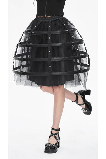 Black Hollow Lace Womens Gothic Underskirt