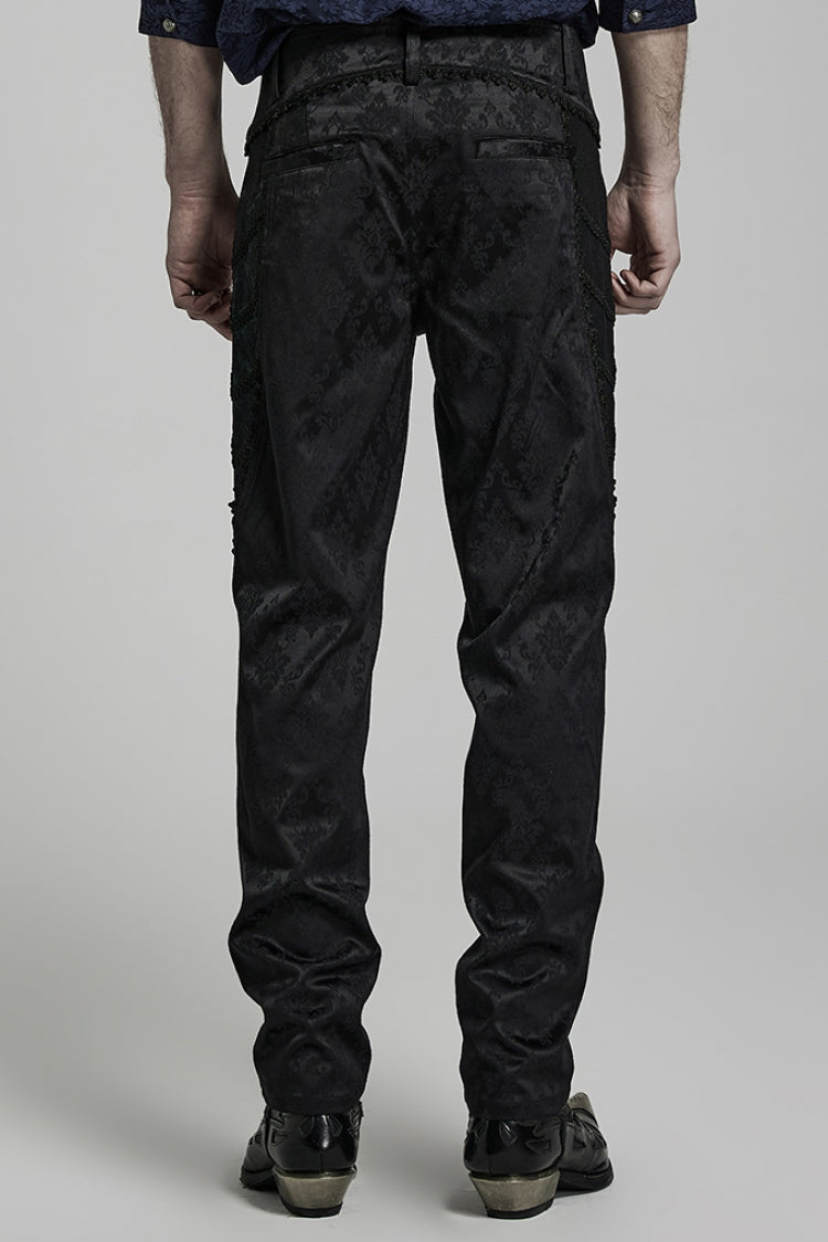 Black Jacquard 3D Print Lace Men's Gothic Pants