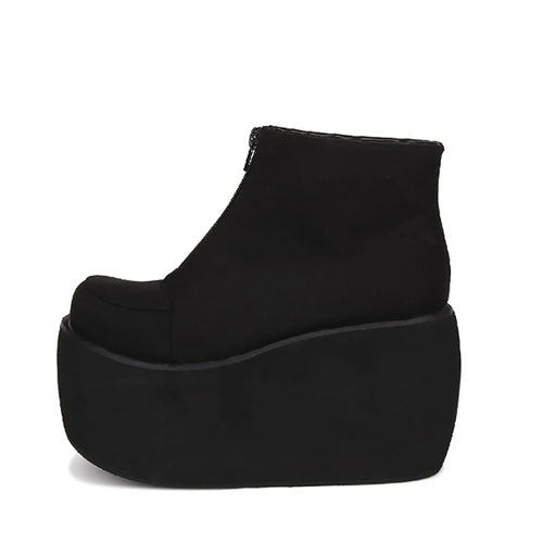 Black Front Zipper Platform Short Classic Lolita Boots