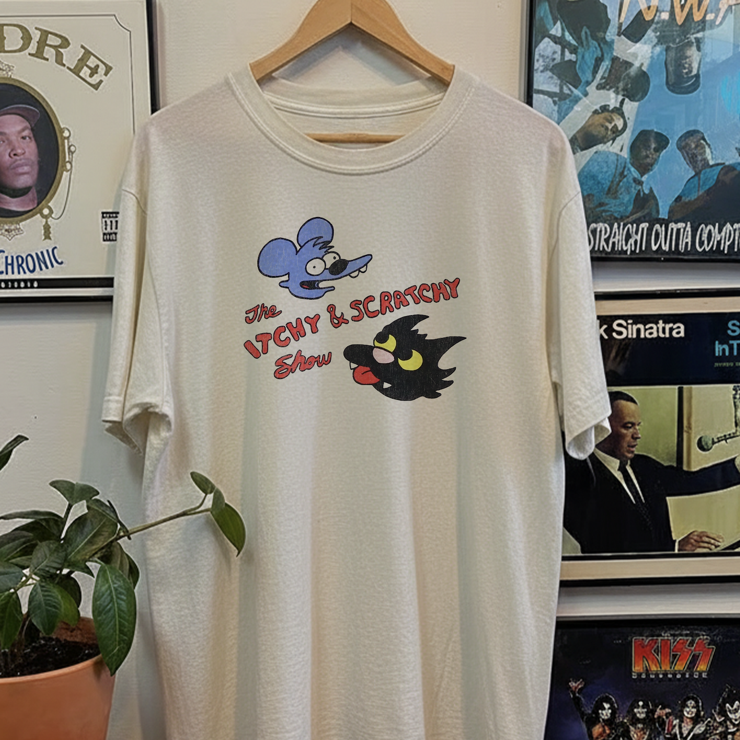 1990 The Itchy And Scratchy Show Washed White Tee