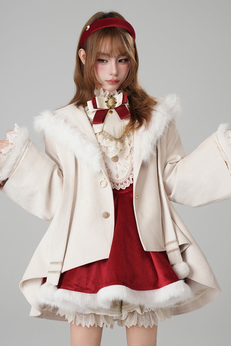 Beige [Clock of Reincarnation Cycles] Cat Ears Magic Hooded Sweet Lolita Coat Cloak