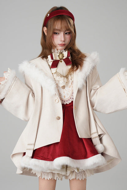 Beige [Clock of Reincarnation Cycles] Cat Ears Magic Hooded Sweet Lolita Coat Cloak