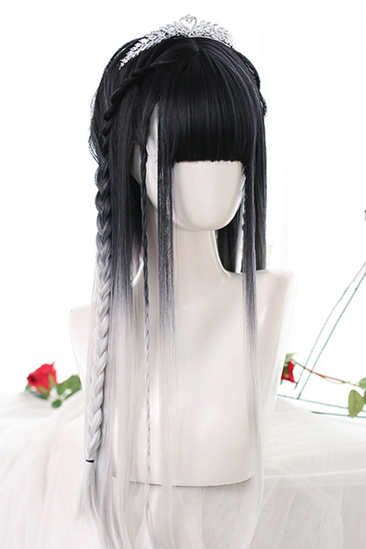 Black Natural Gradient Long Straight Classic Lolita Wig