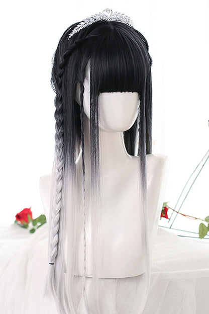 Black Natural Gradient Long Straight Classic Lolita Wig