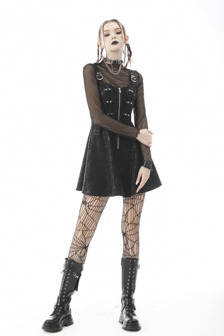 Black Long Sleeves Irregular Sheer Mesh Women's Daily Gothic Top