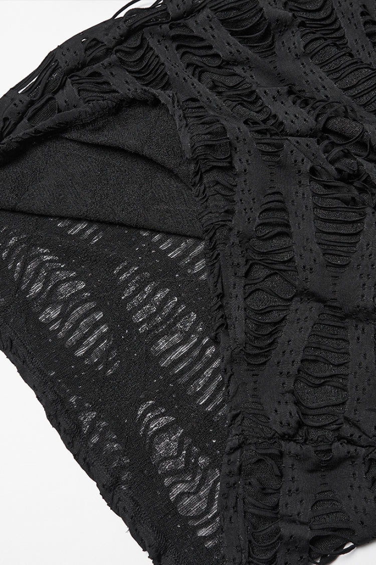 Black Long Batwing Sleeves Ripped Women's Punk Cardigan