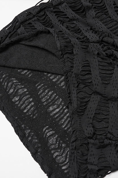 Black Long Batwing Sleeves Ripped Women's Punk Cardigan