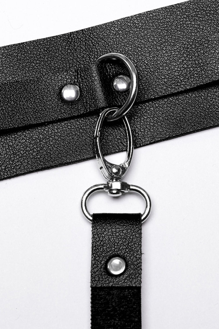 Black Adjustable Faux Leather Waist and Leg Men's Steampunk Harness