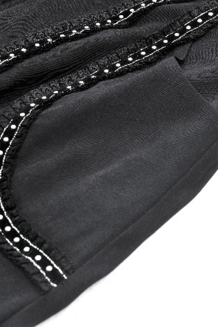 Black Long Sleeves Ruffled Lace-Up Women's Punk Long Jacket with Hood