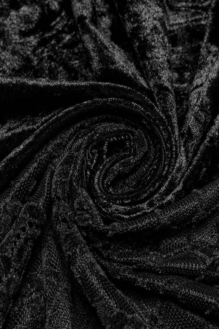 Black Batwing Hollow Embroidery Stitching Lace Women's Gothic Fishtailed Skirt