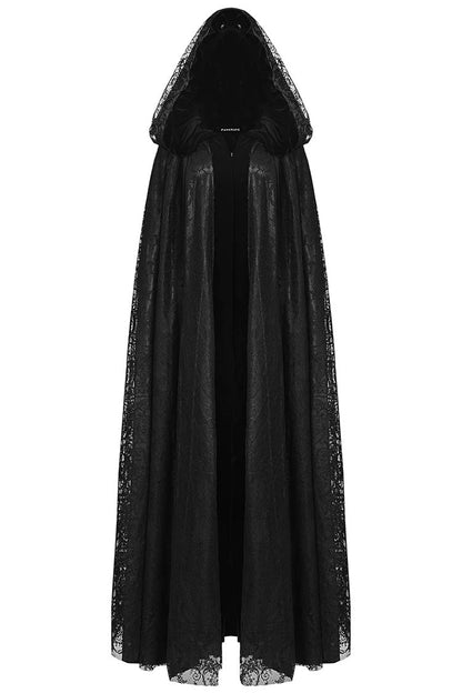 Black Hooded Hollow Womens Gothic Cloak Cape Long Coat