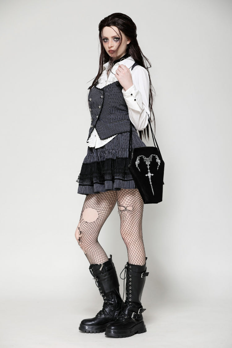 Black Horned Embroidered Women's Gothic Bag