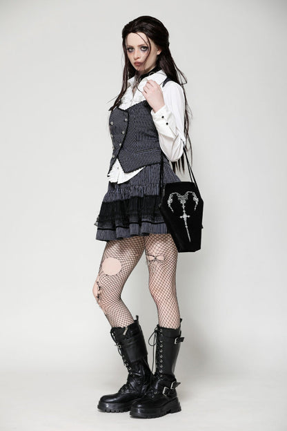 Black Horned Embroidered Women's Gothic Bag