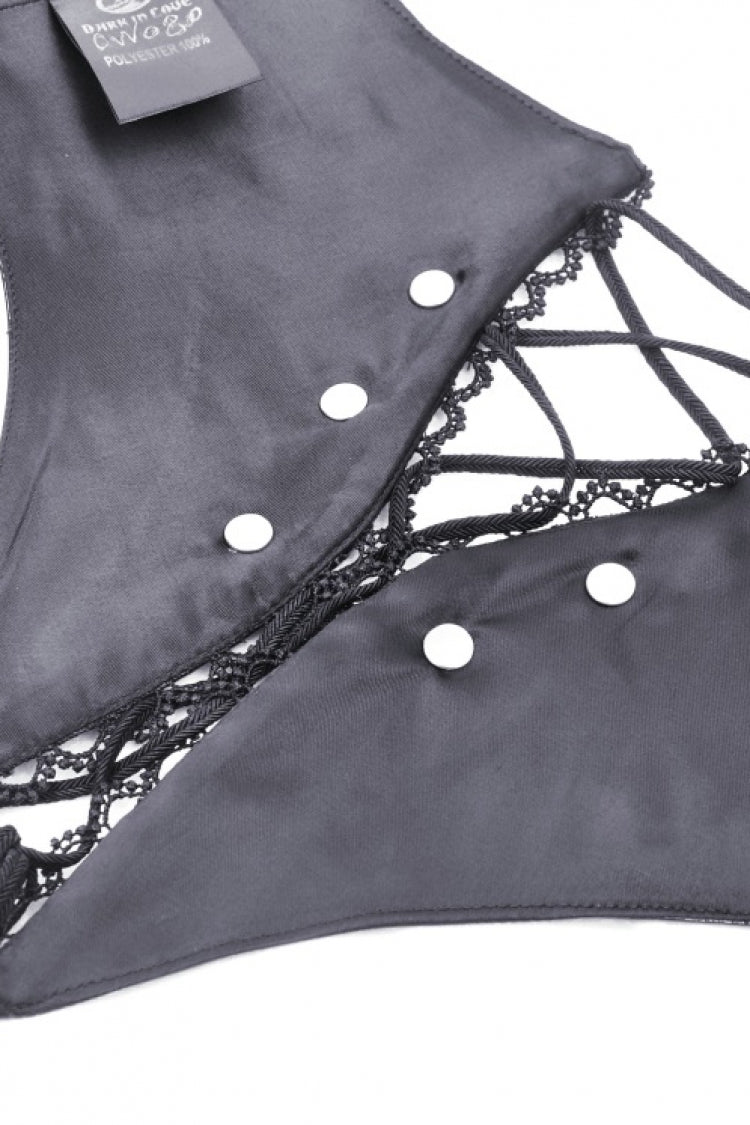 Black Lace-Up Buckled Zippered Women's Punk Shiny PU Corset