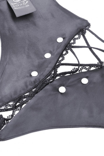 Black Lace-Up Buckled Zippered Women's Punk Shiny PU Corset