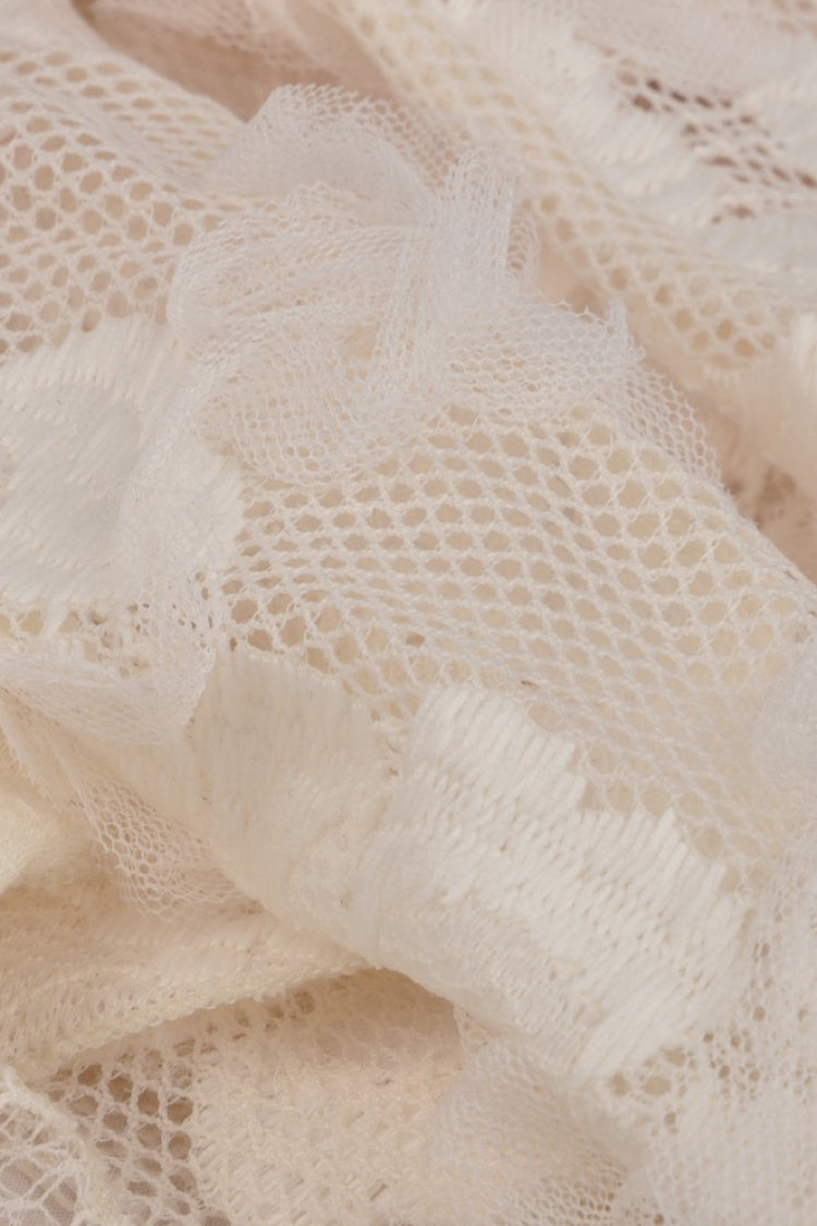Beige Irregular Multi-Layered Ruffled Lace Women's Steampunk Vintage Dress