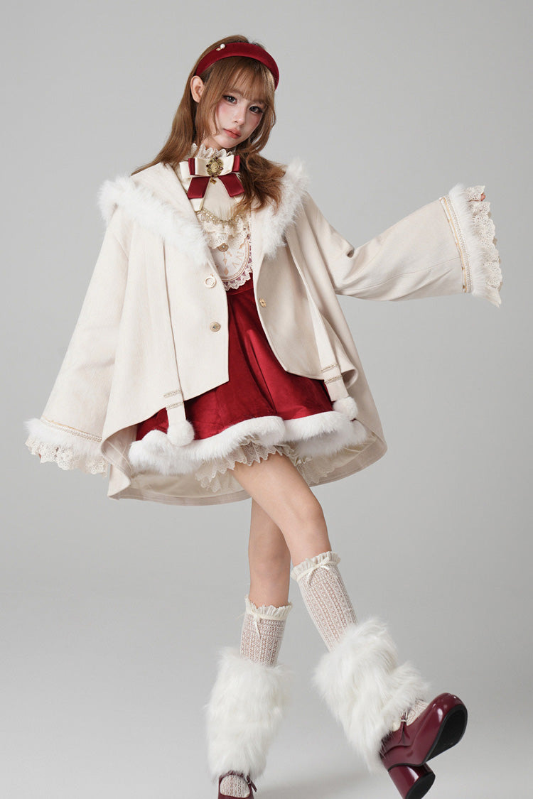 Beige [Clock of Reincarnation Cycles] Cat Ears Magic Hooded Sweet Lolita Coat Cloak