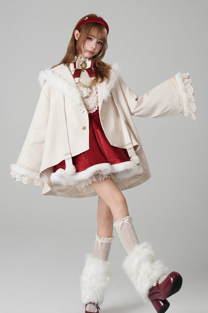 Beige [Clock of Reincarnation Cycles] Cat Ears Magic Hooded Sweet Lolita Coat Cloak