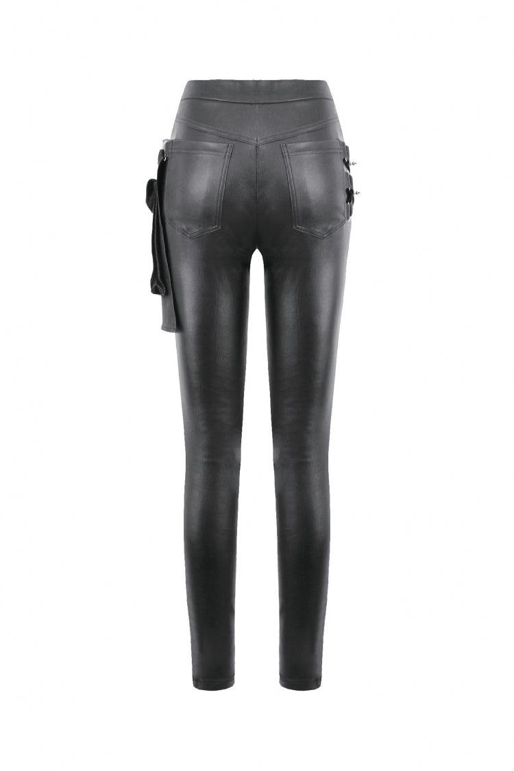 Black Asymmetric Studded Women's Punk Pants