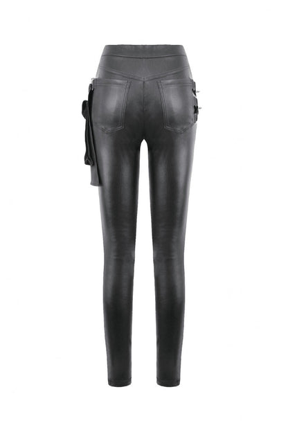 Black Asymmetric Studded Women's Punk Pants