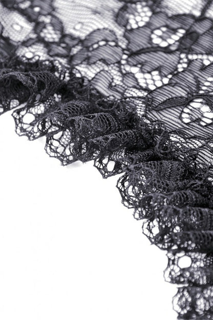 Black Long Flared Sleeves Ruffled Lace Women's Gothic Cape