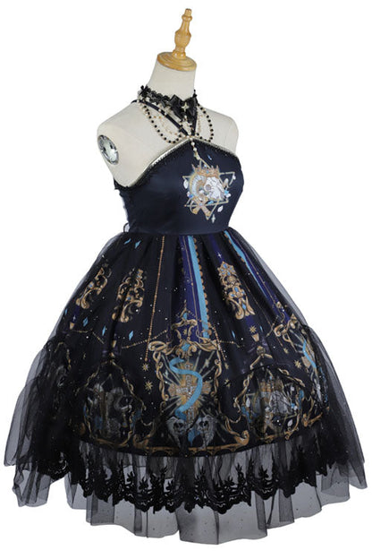 Black God's Salvation Lace Ruffled Gothic Lolita JSK Strapless Dress