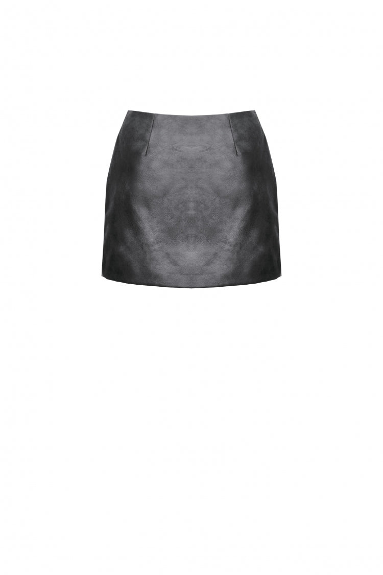 Black Faux Leather Straps Zippered Women's Punk Short Skirt