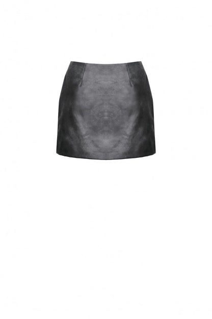 Black Faux Leather Straps Zippered Women's Punk Short Skirt
