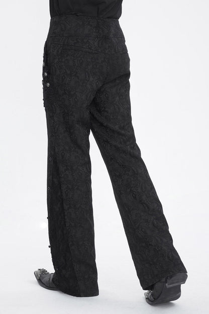 Black Jacquard Embroidery Men's Gothic Pants
