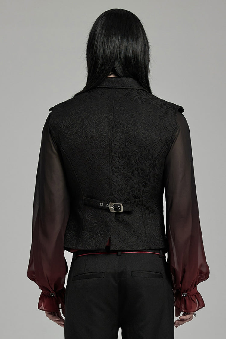 Black Lapel Collar Jacquard Slim Men's Gothic Vest