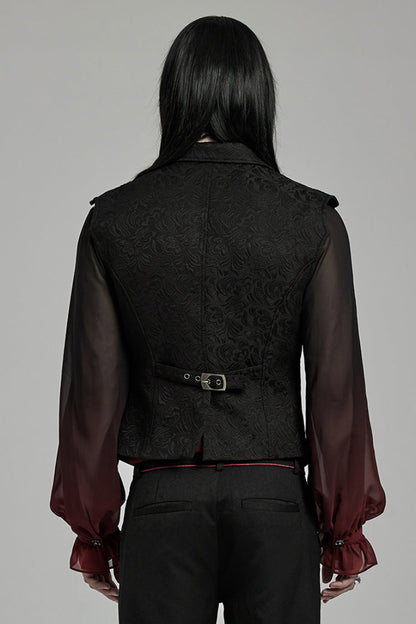 Black Lapel Collar Jacquard Slim Men's Gothic Vest
