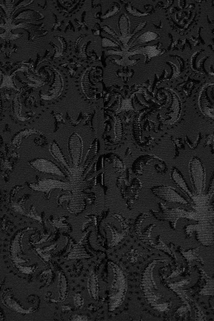 Black Long Sleeves V Collar Floral Embroidery Men's Gothic Vest