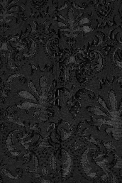 Black Long Sleeves V Collar Floral Embroidery Men's Gothic Vest