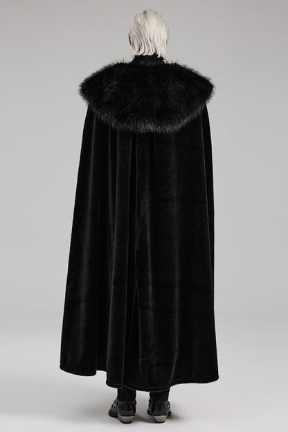 Black Detachable Collar Men's Gothic Cloak Coat