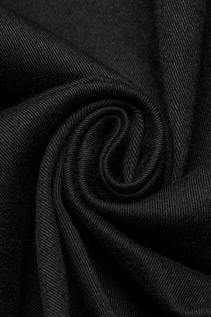 Black Lapel Collar Long Sleeves Rings Men's Punk Blouse