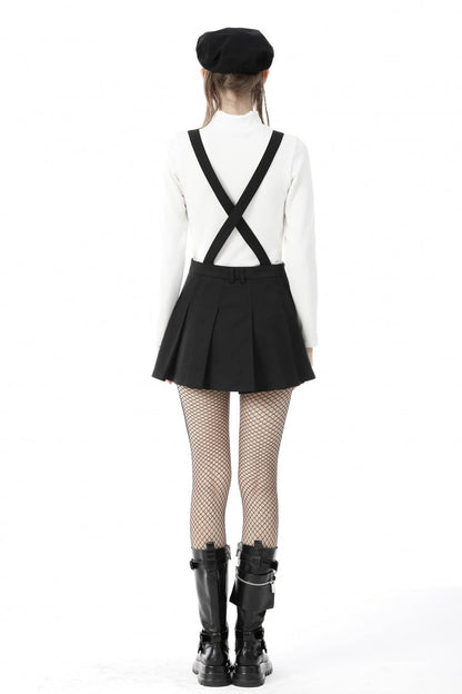 Black Devil Blood Women's Punk Suspender Pleated Skirt