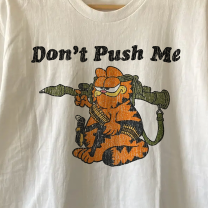 Garfield Don't Push Me Washed White Tee