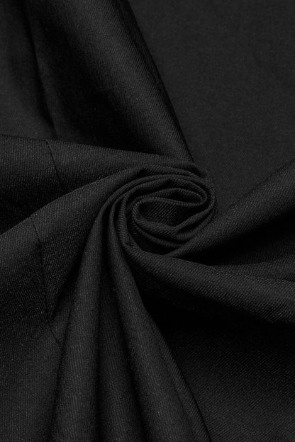 Black Lapel Collar Short Sleeves Men's Pocket Eyelet Punk Blouse