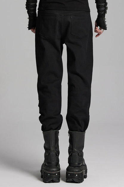Black 3D Amor Patch Stitching Men's Punk Pants