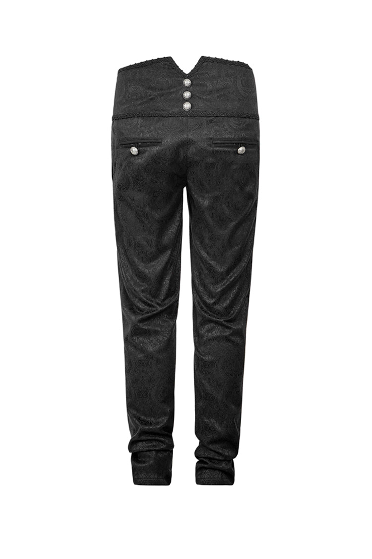 Black Daily Peacock Button Men's Gothic Pants
