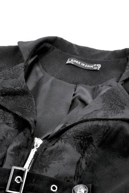 Black Lapel Collar Long Sleeves Lace-Up Irregular Bouble-breasted Buckle-up Women's Gothic Coat
