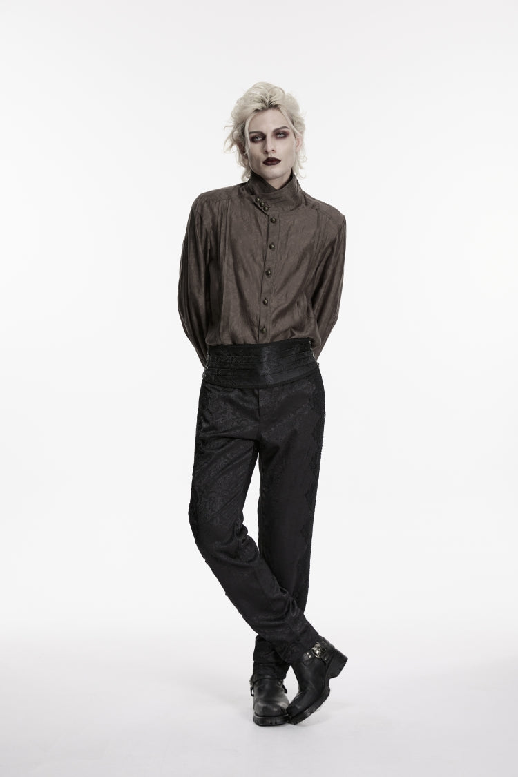 Black Embroidered Pleated Men's Gothic Accessory