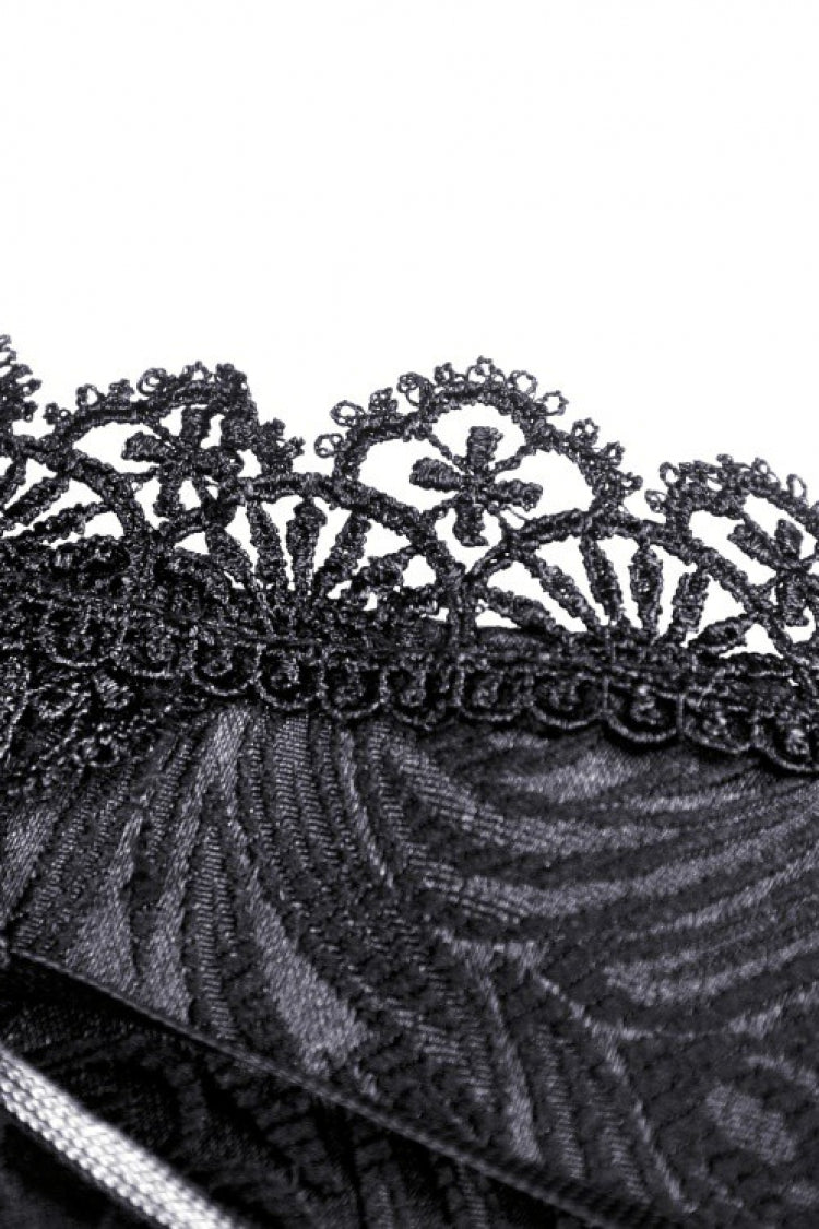 Black Floral Embroidered Lace-Up Strappy Women's Gothic Gorgeous Corset