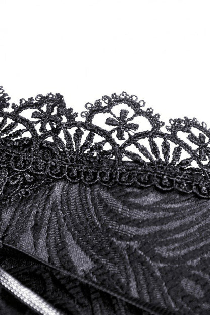 Black Floral Embroidered Lace-Up Strappy Women's Gothic Gorgeous Corset