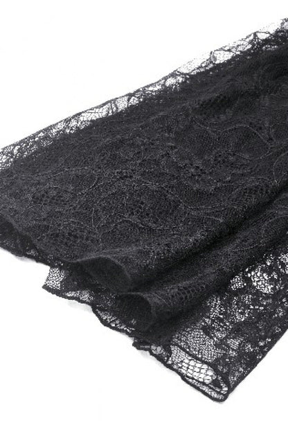 Black Off Shoulder Long Puff Sleeves Cut-Out Lace Women's Gothic Cape