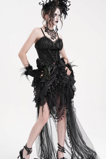 Black Lace Lace-Up Women's Gothic Overbust Corset
