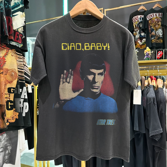 90s Spock 'Ciao, Baby!' Rare Washed Black T-Shirt