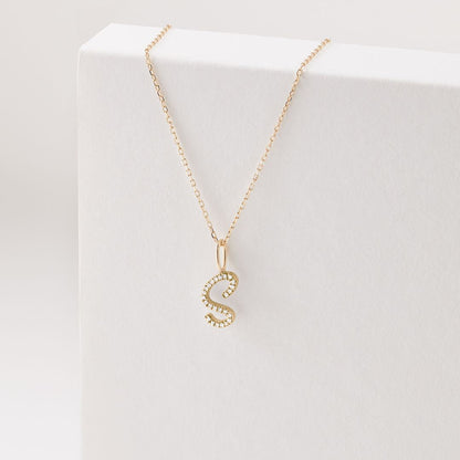 Gold Individual Diamond Style Curve Initial Charm